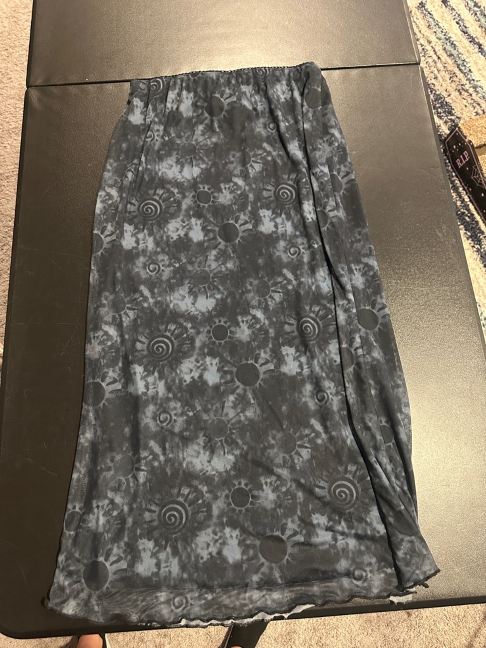 Women's Black & Blue Tie-Dye Maxi Skirt